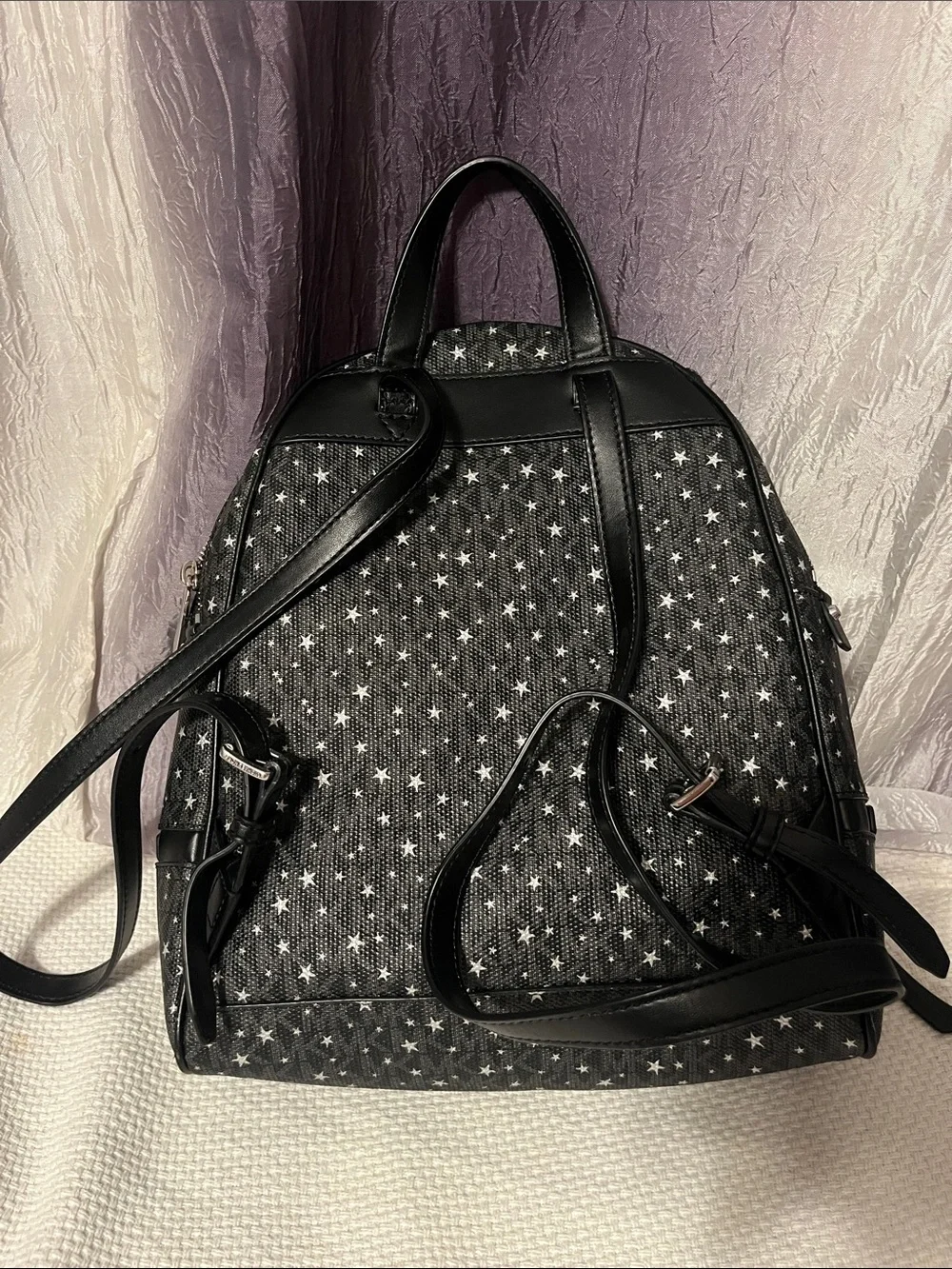 Michael Kors Black Star-Print Mini Backpack